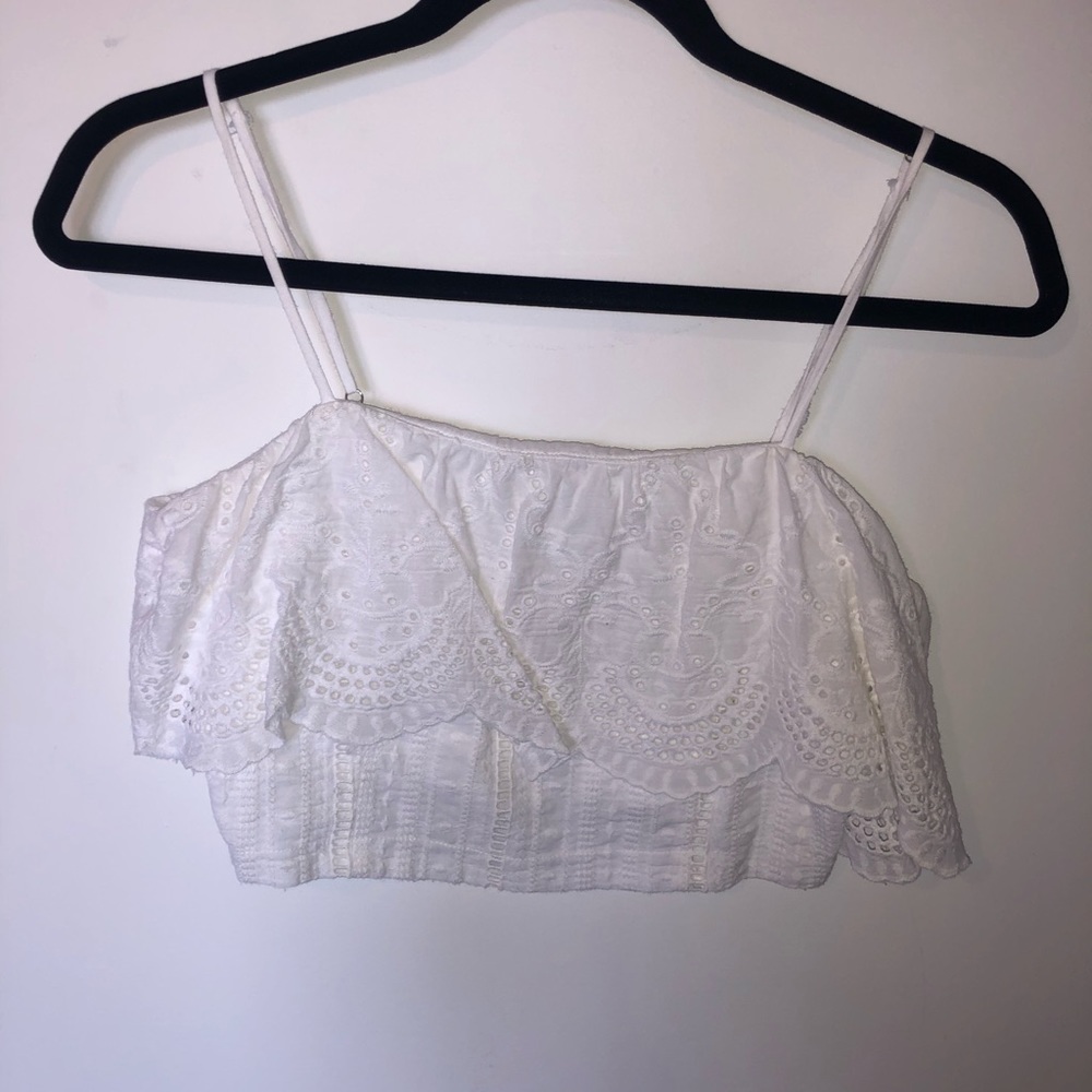 White embroidered crop top